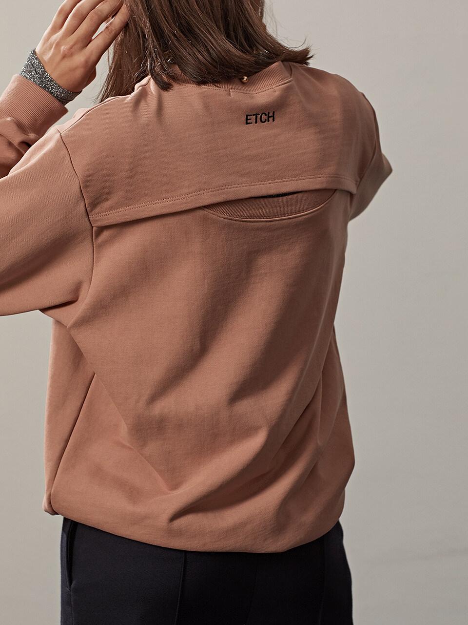 ETCH BACK HOLE LOGO EMBROIDERY SWEATSHIRTBEIGE)