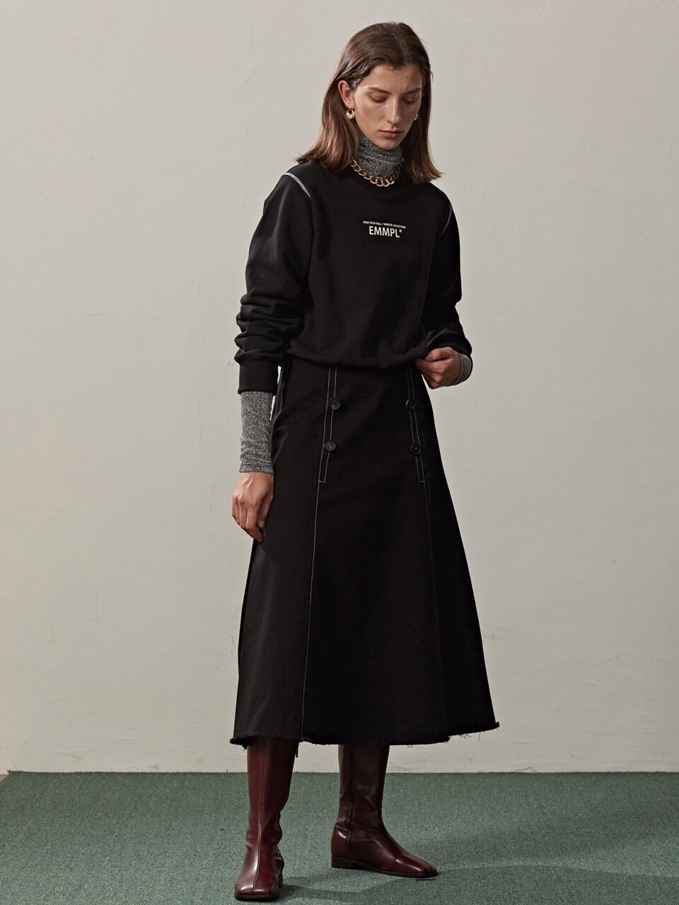 ETCH RAW EDGED FLARE SKIRT