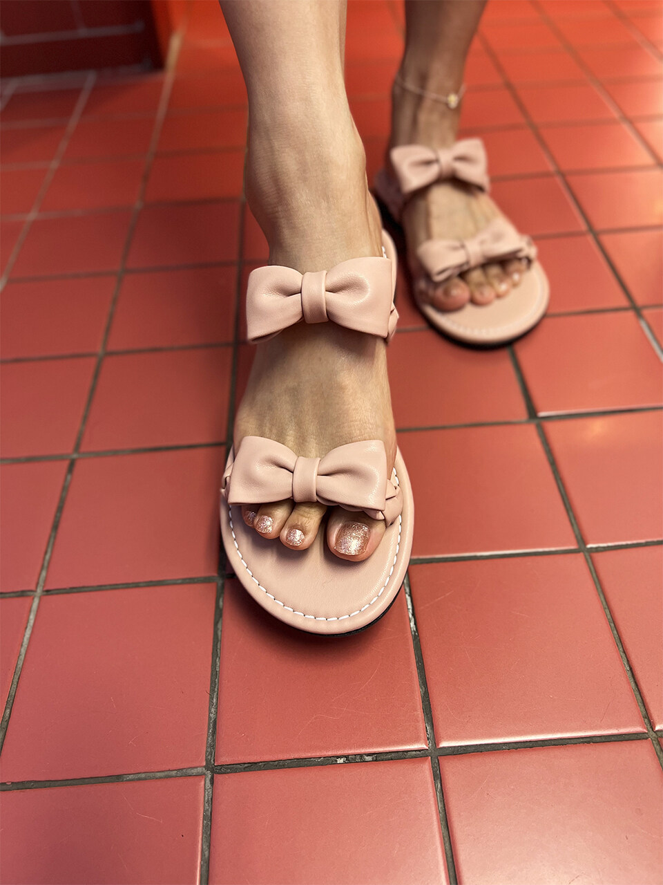 ETELIN Barbee Ribbon Braided Strap Sandals Pink