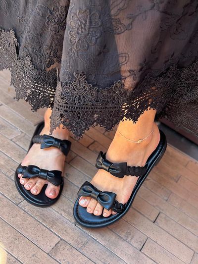 ETELIN Barbee Ribbon Braids Strap Sandals_Black