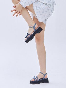 ETELIN Ribbi Petite Ribbon Platform Sandals_Denim Blue