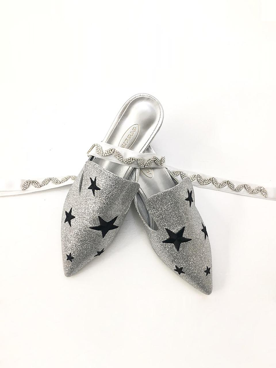ETELIN Starry Night Silver Mules
