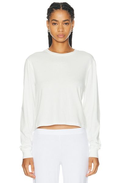 Eterne Eterne Cotton Modal Long Sleeve Boxy Tee