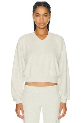 Eterne Eterne Cropped V-Neck Terry Sweatshirt