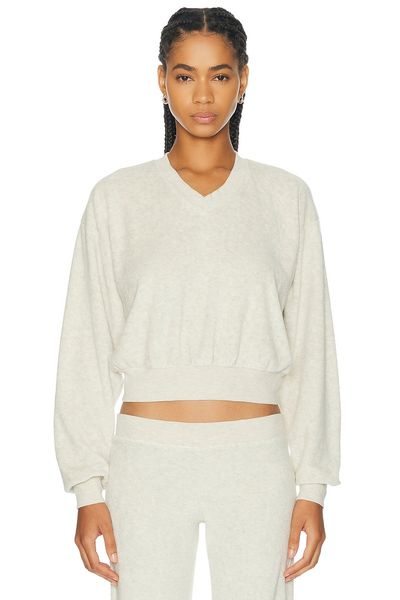 Eterne Eterne Cropped V-Neck Terry Sweatshirt