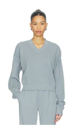 Eterne Eterne Lightweight French Terry Cropped V-neck Sweatshirt