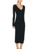 Eterne Eterne V Neck Butter Rib Midi Dress - 2