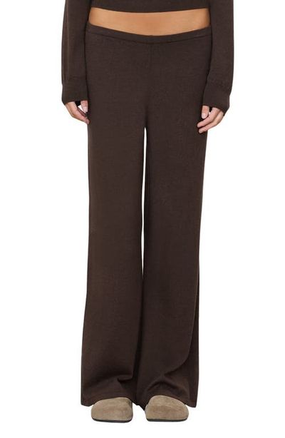 ETERNE ETERNE Wide Leg Cotton and Cashmere Lounge Pants