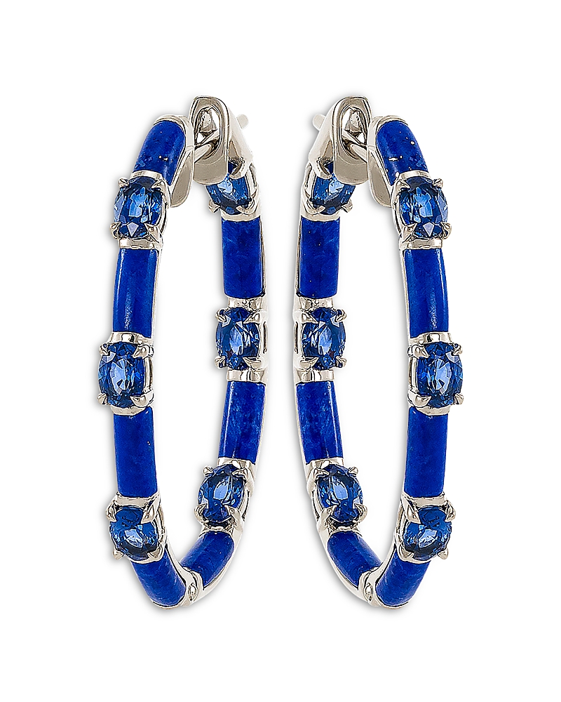 Etho Maria Etho Maria 18K White Gold Dolce Blue Sapphire & Lapis Lazuli Large Hoop Earrings