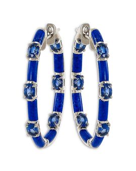 Etho Maria Etho Maria 18K White Gold Dolce Blue Sapphire & Lapis Lazuli Large Hoop Earrings