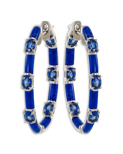 Etho Maria Etho Maria 18K White Gold Dolce Blue Sapphire & Lapis Lazuli Large Hoop Earrings