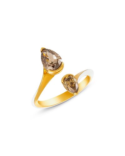 Etho Maria Etho Maria 18K Yellow Gold Brown & Brown Orange Diamond Pear Bypass Ring