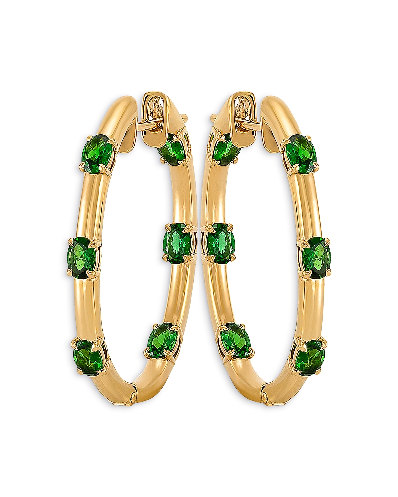 Etho Maria Etho Maria 18K Yellow Gold Dolce Tsavorite Oval Hoop Earrings