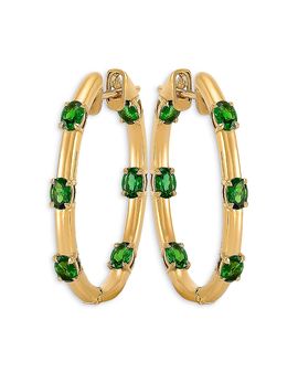 Etho Maria Etho Maria 18K Yellow Gold Dolce Tsavorite Oval Hoop Earrings