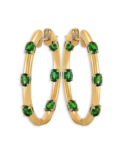 Etho Maria Etho Maria 18K Yellow Gold Dolce Tsavorite Oval Hoop Earrings