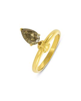 Etho Maria Etho Maria 18K Yellow Gold Green Brown Diamond Pear Ring, 1.18 tcw