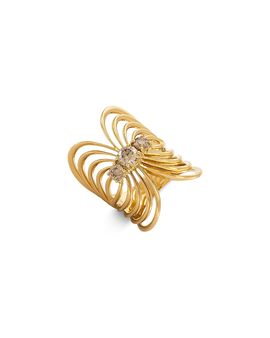 Etho Maria Etho Maria 18K Yellow Gold Noir Brown Diamond Fan Open Statement Ring, 0.96 tcw