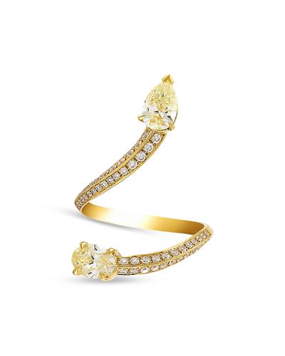 Etho Maria Etho Maria 18K Yellow Gold White & Yellow Diamond Mixed Cut S Curve Ring