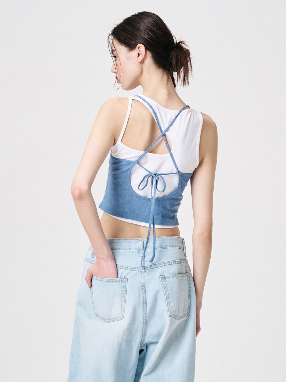 ETMON Back Strap Sleeveless Top, Blue