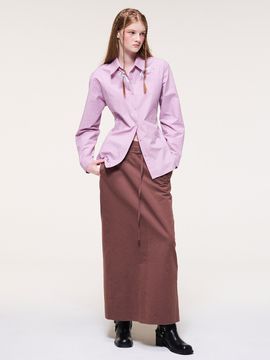 ETMON Belt Long Skirt, Brick Brown