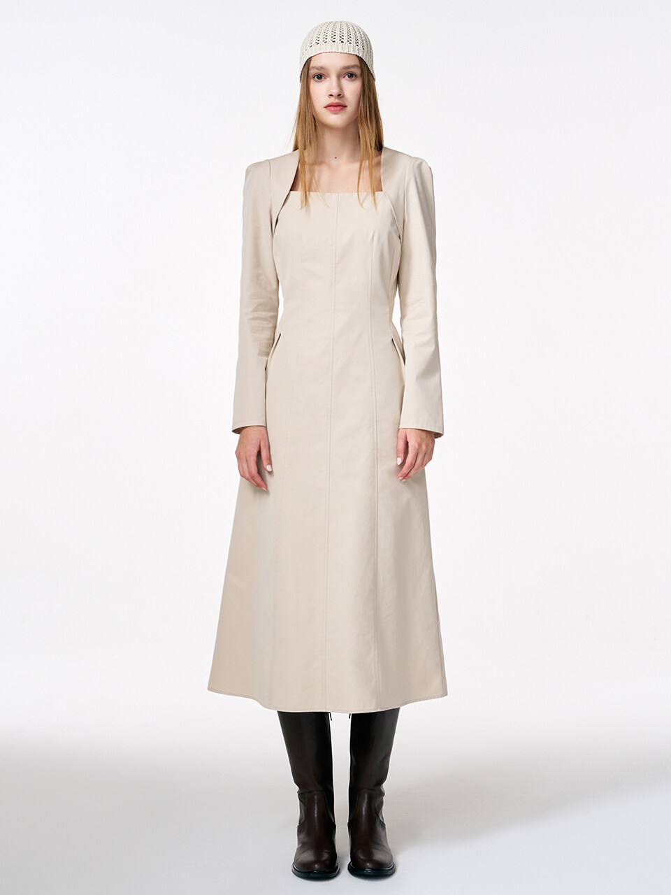 ETMON Bolero Layered Dress - Cream Beige