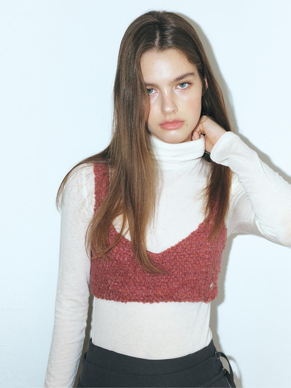 ETMON Boucle Tweed Bustier, Red