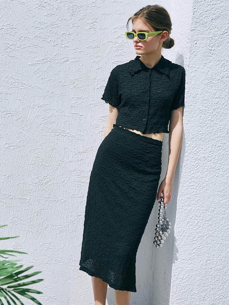 ETMON Bubble Blouse Set Outfit_Black