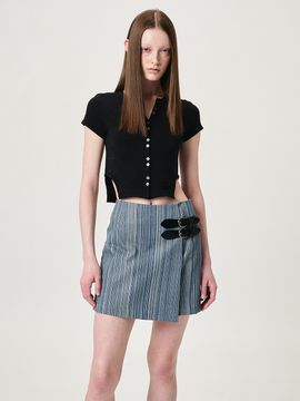 ETMON Buckle Wrap Mini Skirt_Medium Blue