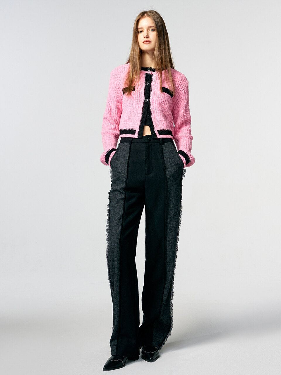 ETMON Color Block Fringe Pants (Black)