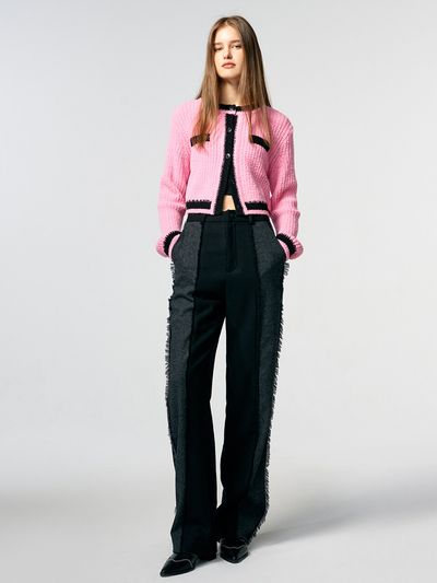 ETMON Color Block Fringe Pants (Black)