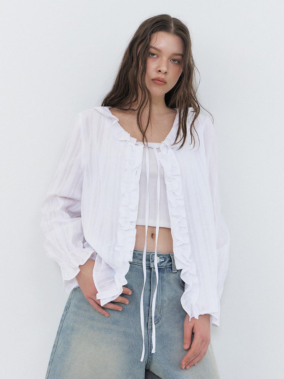 ETMON Frill Strap Blouse [WHITE]