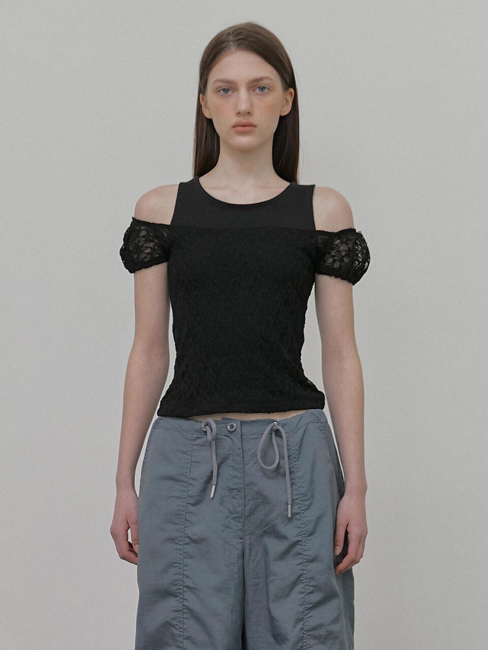 ETMON Lace Layered T-Shirt, Black