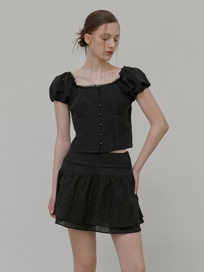 ETMON Lace Pintuck Blouse_Black