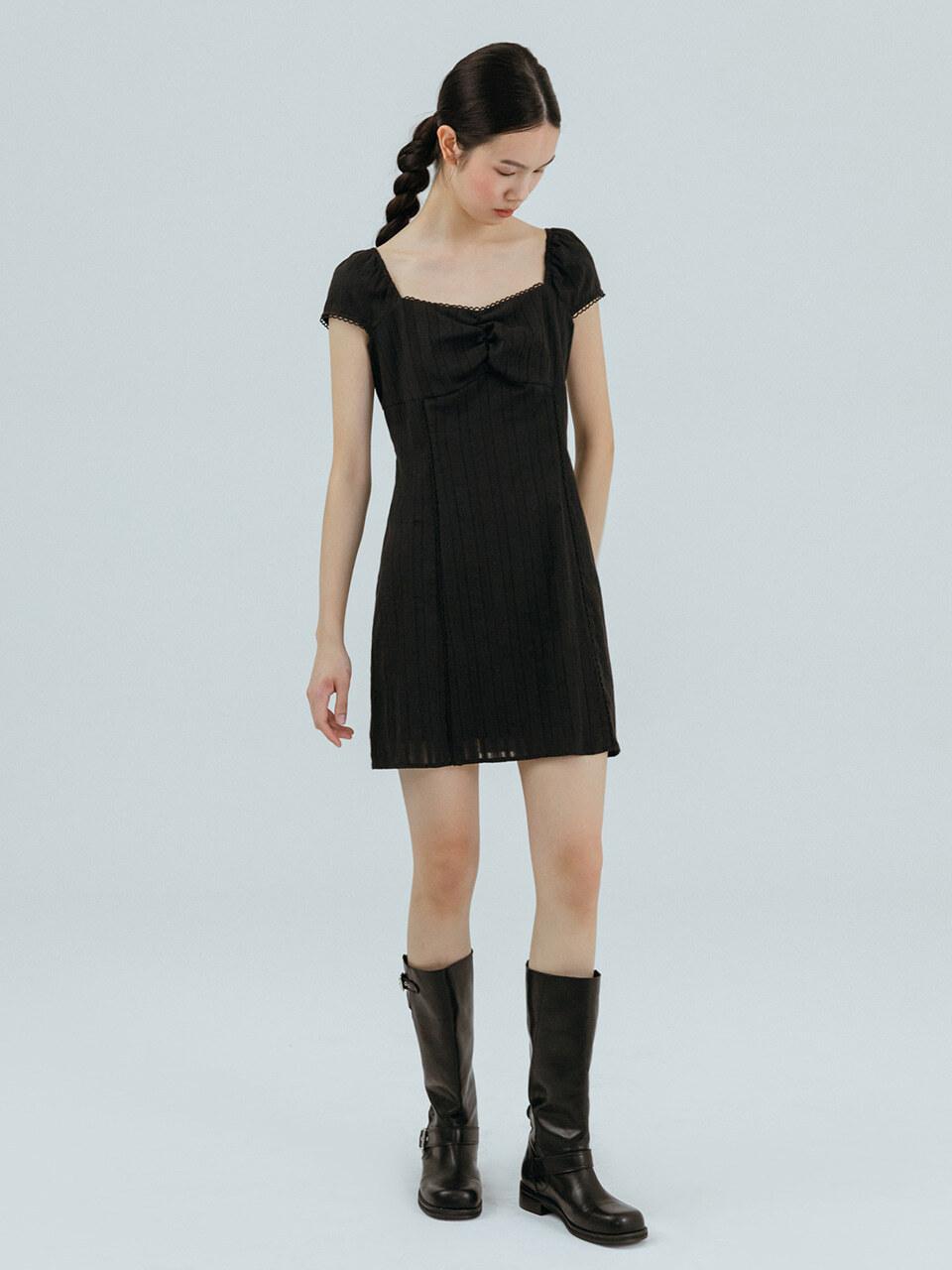 ETMON Lace Trimmed Mini Dress [Black]