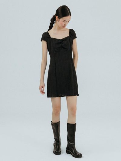 ETMON Lace Trimmed Mini Dress [Black]