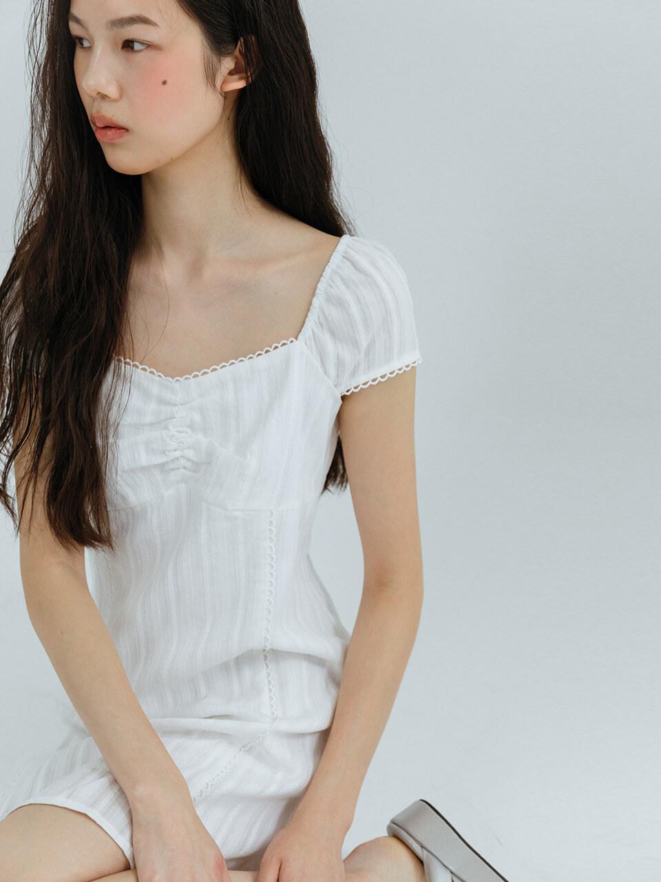 ETMON Lace Trimmed Mini Dress [White]