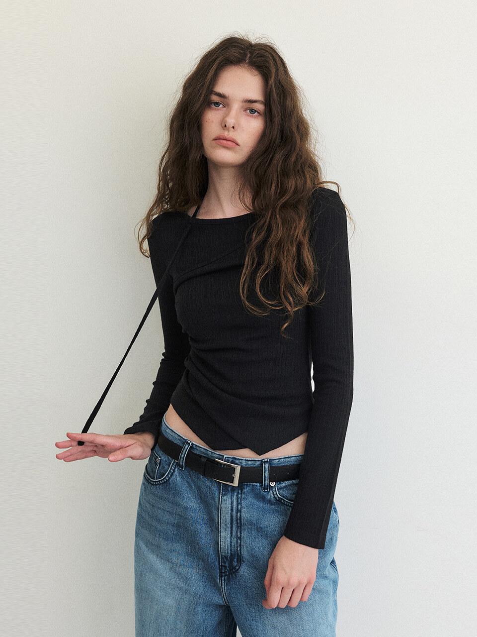 ETMON Layered Halter Strap T - Shirt, Black