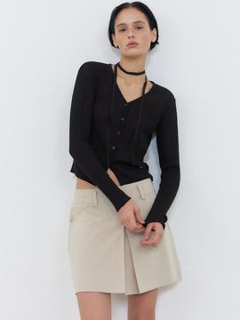 ETMON Linen Scarf Knit Cardigan [Black]