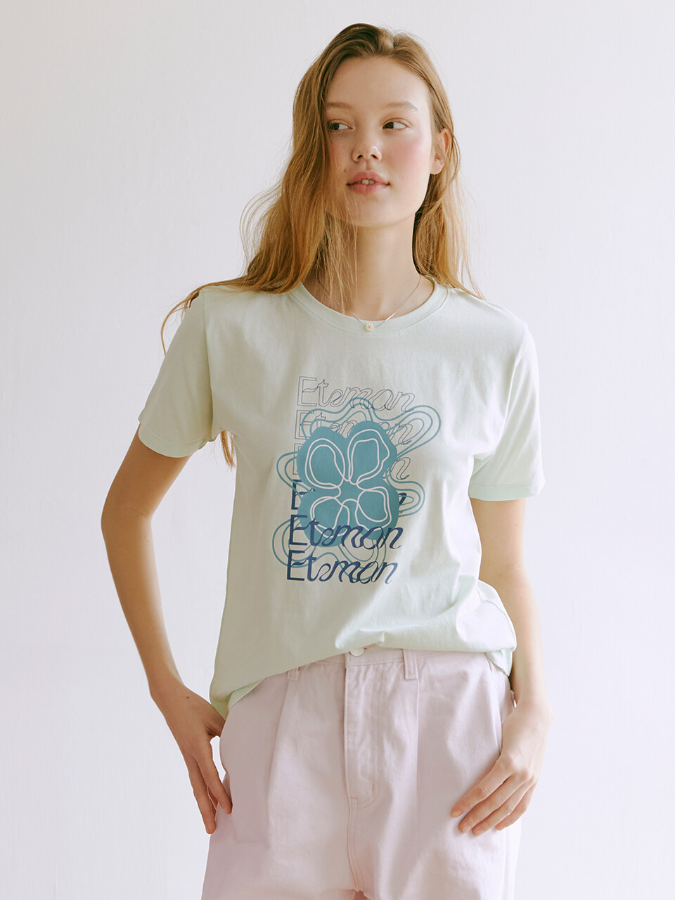 ETMON Marble Flower T-shirt_Mint
