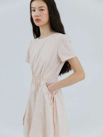 ETMON Pocket Strap Volume Dress [Light Pink]