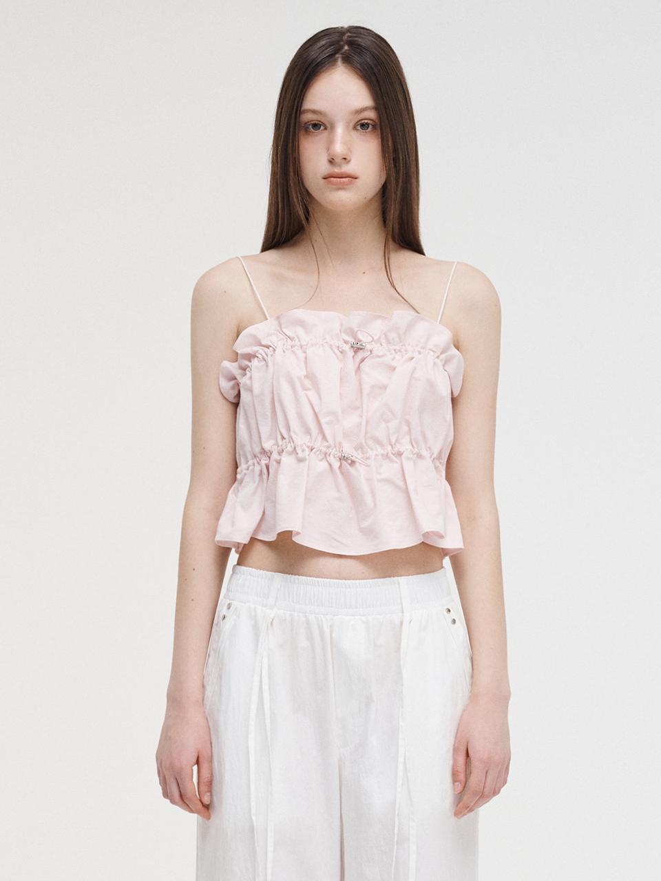 ETMON Shirring Stopper Sleeveless Blouse_Pink