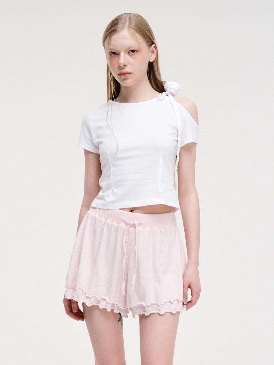 ETMON Shoulder Corsage T-Shirt_White