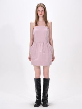 ETMON Slip Balloon Velvet Mini Dress_Pink
