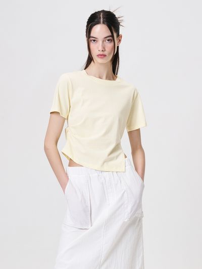 ETMON Slit Pintuck T-Shirt_Light Yellow