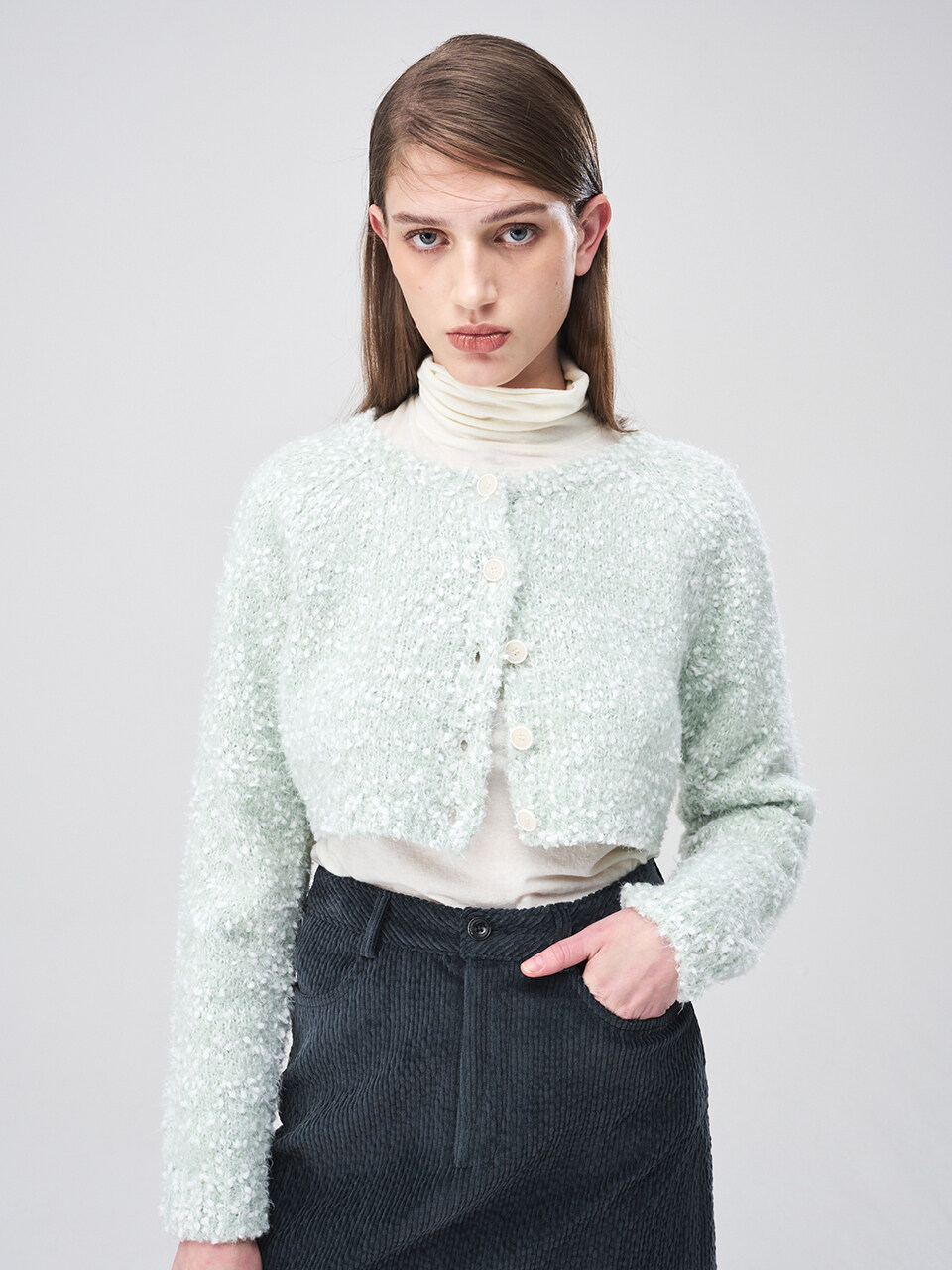 ETMON Snow Crop Knit Cardigan _ Light Mint