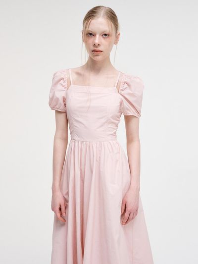 ETMON Strap Slit Off Shoulder Dress_Pink