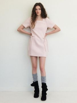 ETMON Strap Tweed Mini Dress, Light Pink
