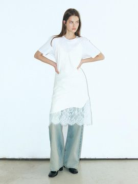 ETMON Unbalanced Lace Slip Dress