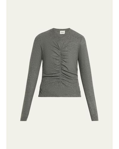 Etoile Isabel Marant Delsea Ruched Long-Sleeve Top