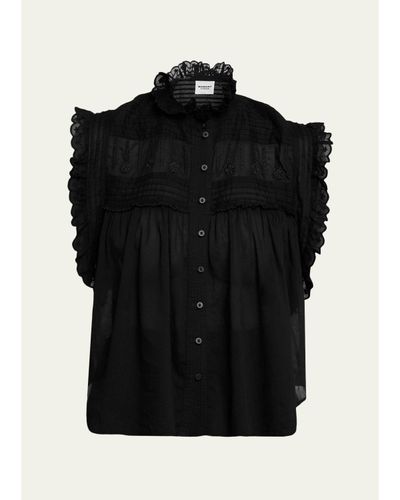 Etoile Isabel Marant Dersia Embroidered Voile Top